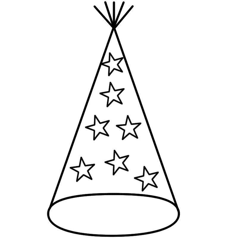 Party Hat with Stars - Coloring Page (New Years)