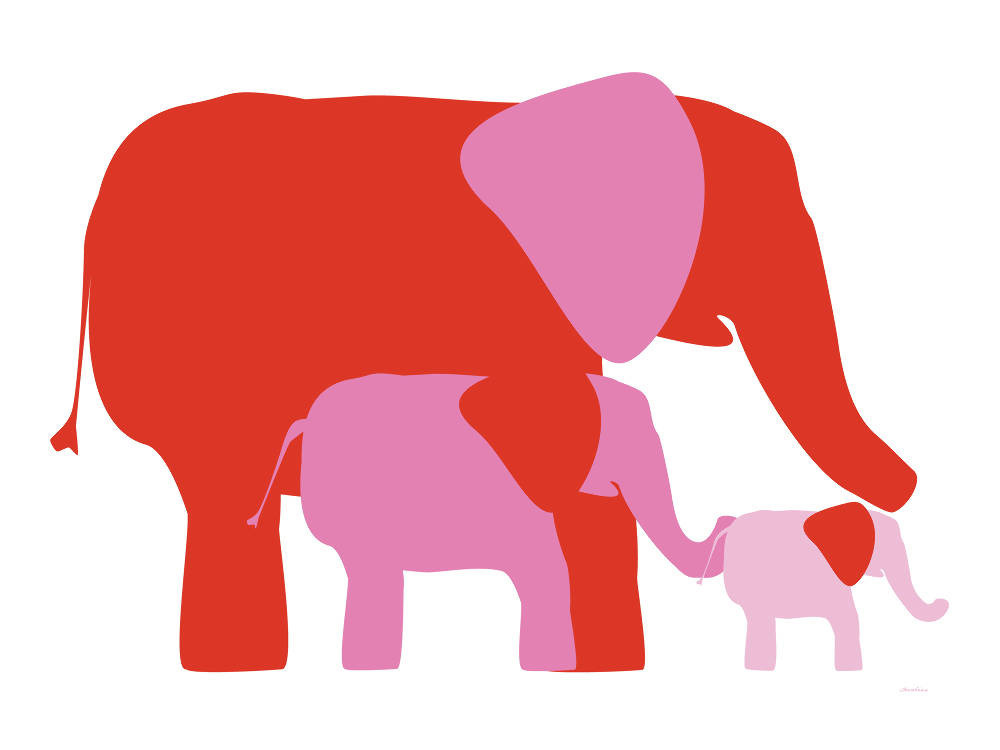 Pink Elephants - domino prints