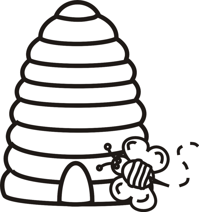 bee hive clip art black and white