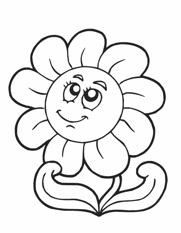 Simple Flower Coloring Pages for Kids  Easy example how to draw and color  flowers  YouTube