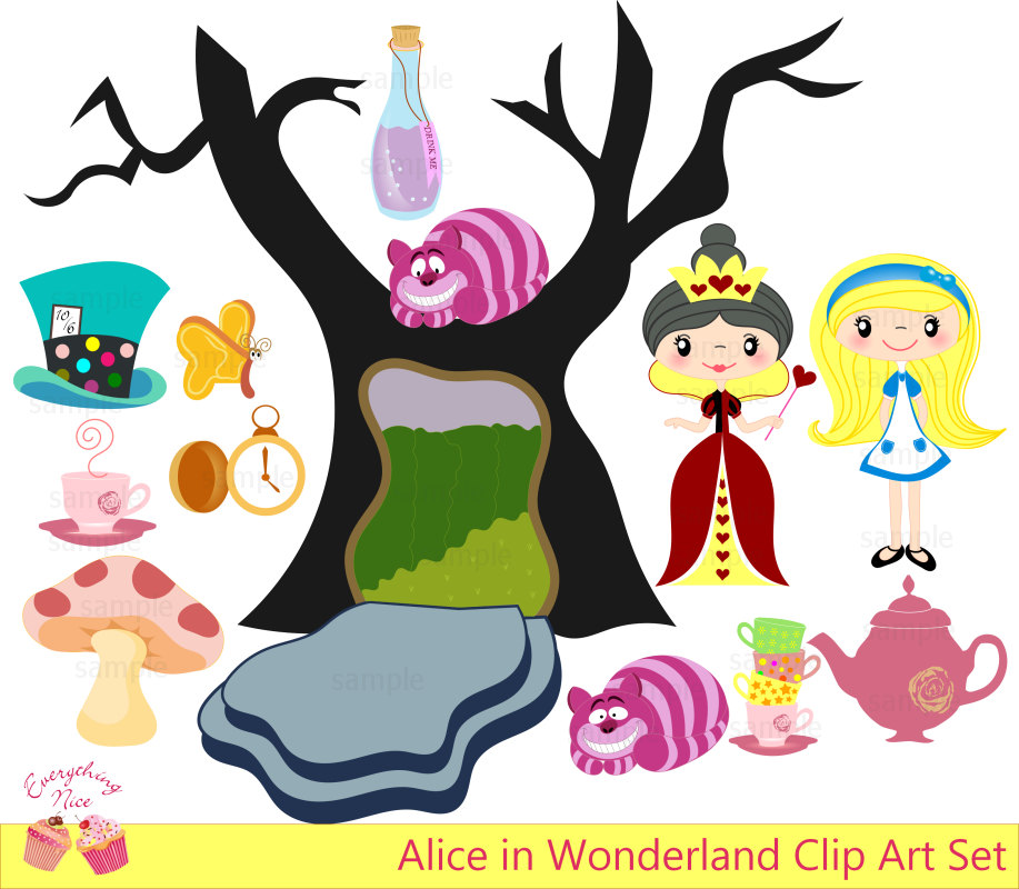 Alice in Wonderland Clip Art Set by 1EverythingNice on Etsy