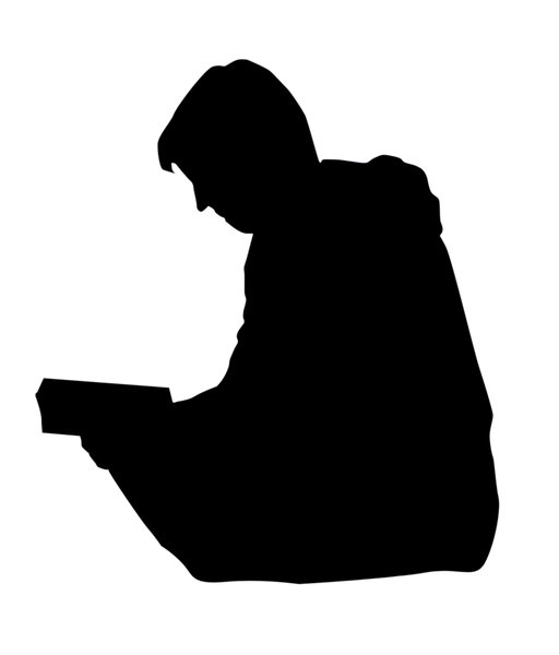 man reading silhouette