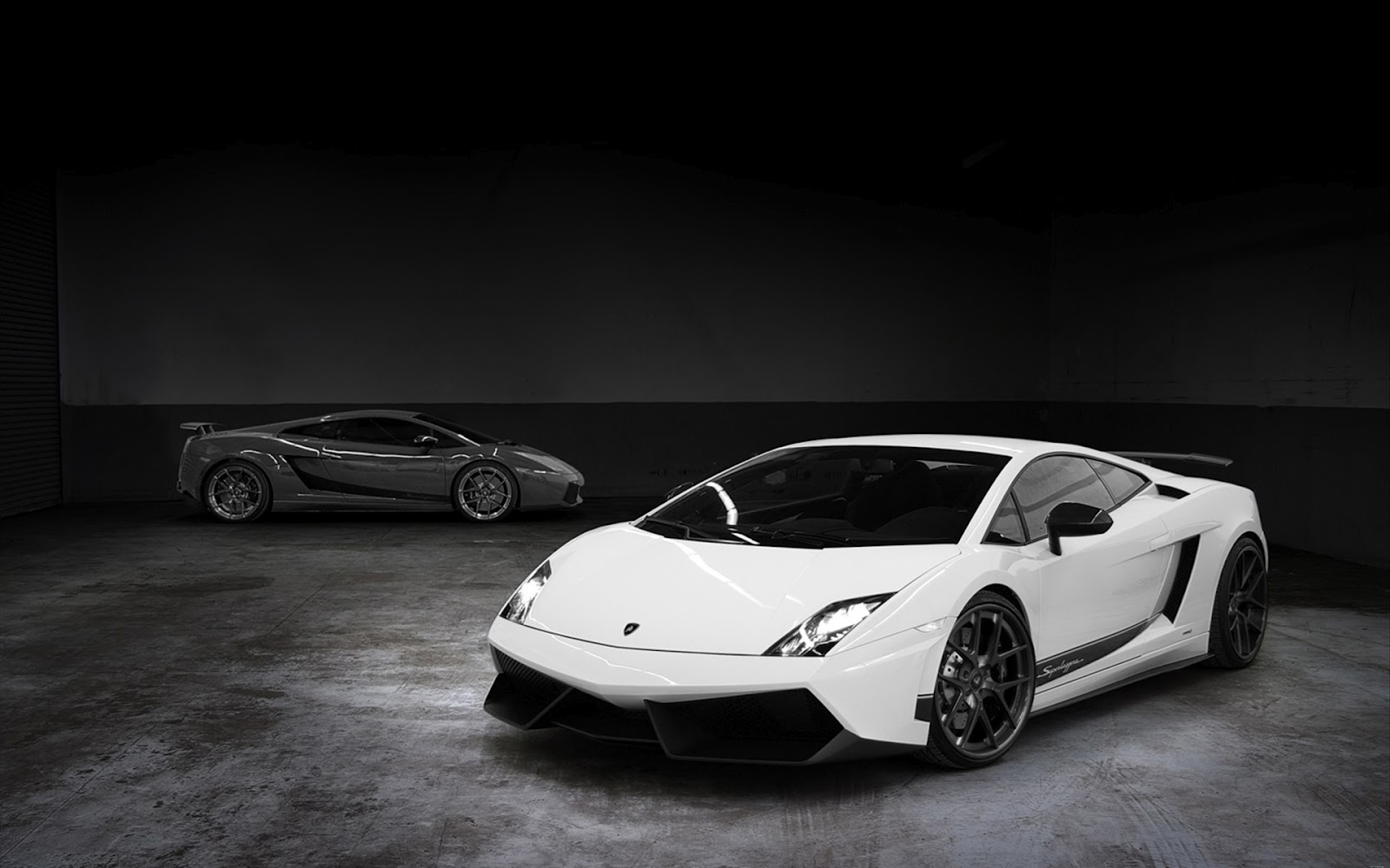 Lamborghini Sport Car In Garage Black And White Hd Wallpaper 