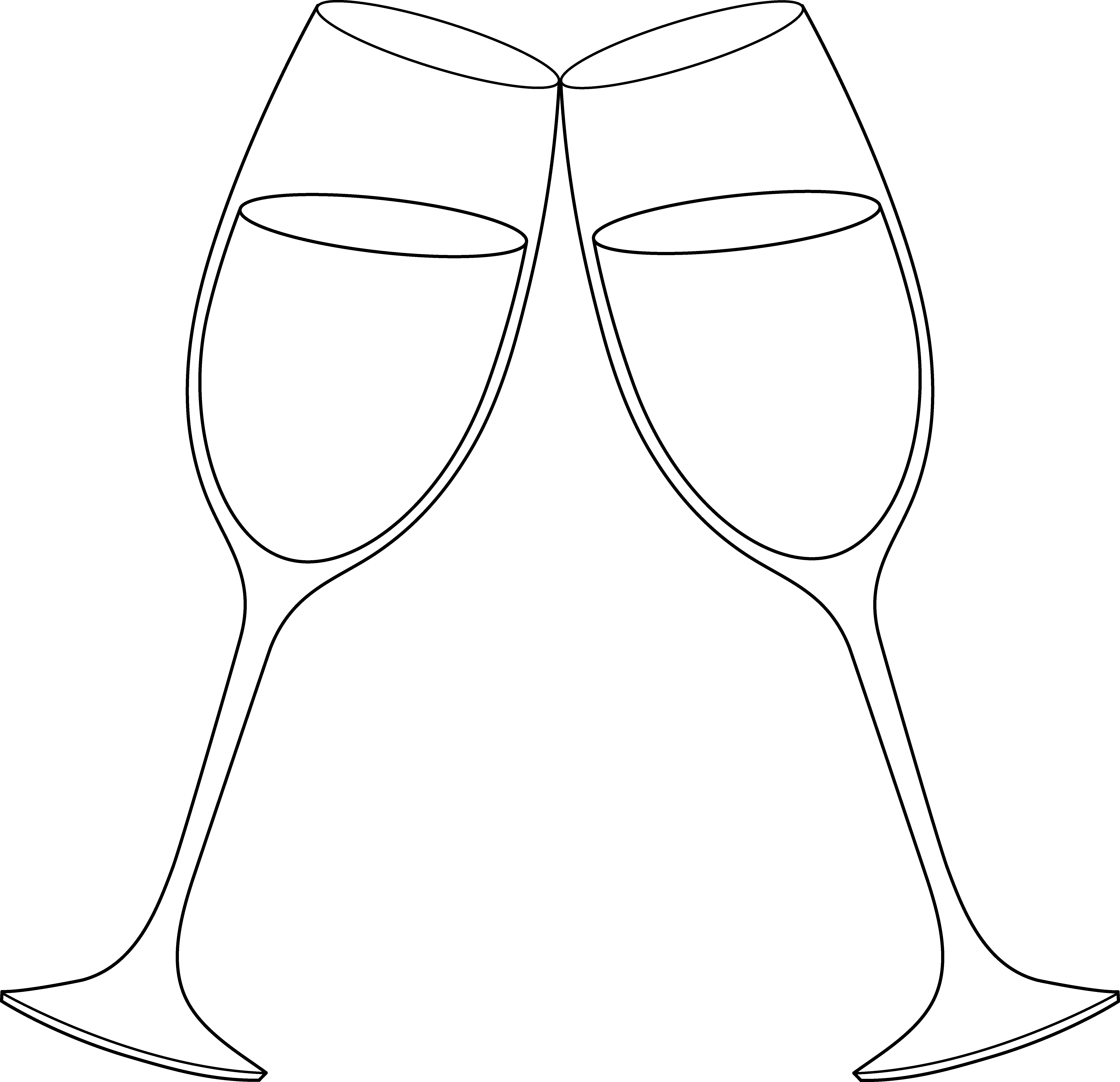 Champagne Glasses Line Art - Free Clip Art