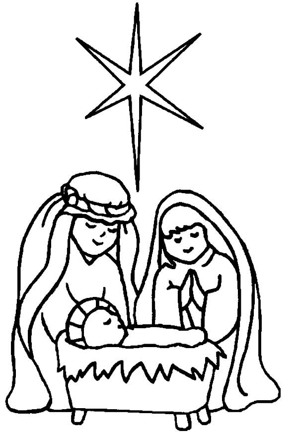 Star of Bethlehem in Born of Baby Jesus Coloring Page | Kids Play 