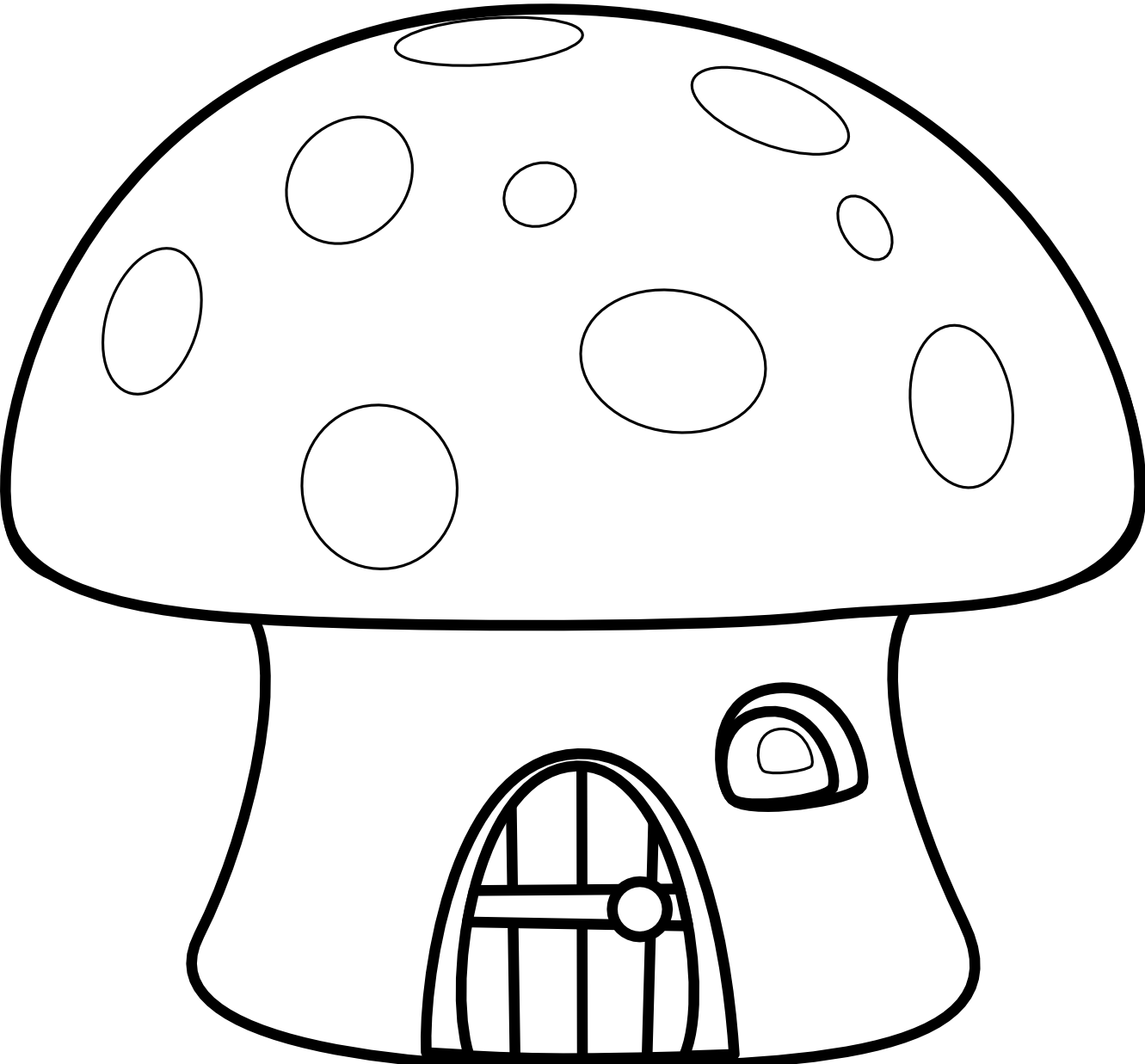 lemmling Mushroom house black white line art  - Clipart library 