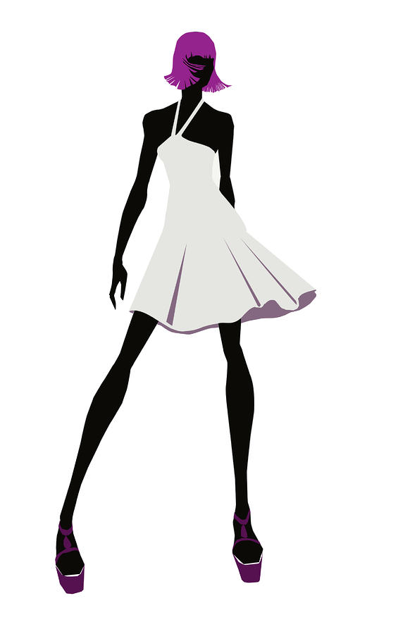 White Dress With Black Silhouette by Susan Geluz - White Dress 