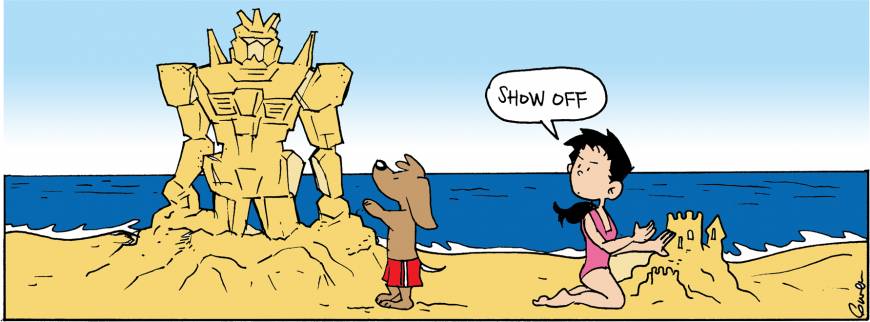 Beach Sandcastle Robot Art - Fun Family Summer Activity