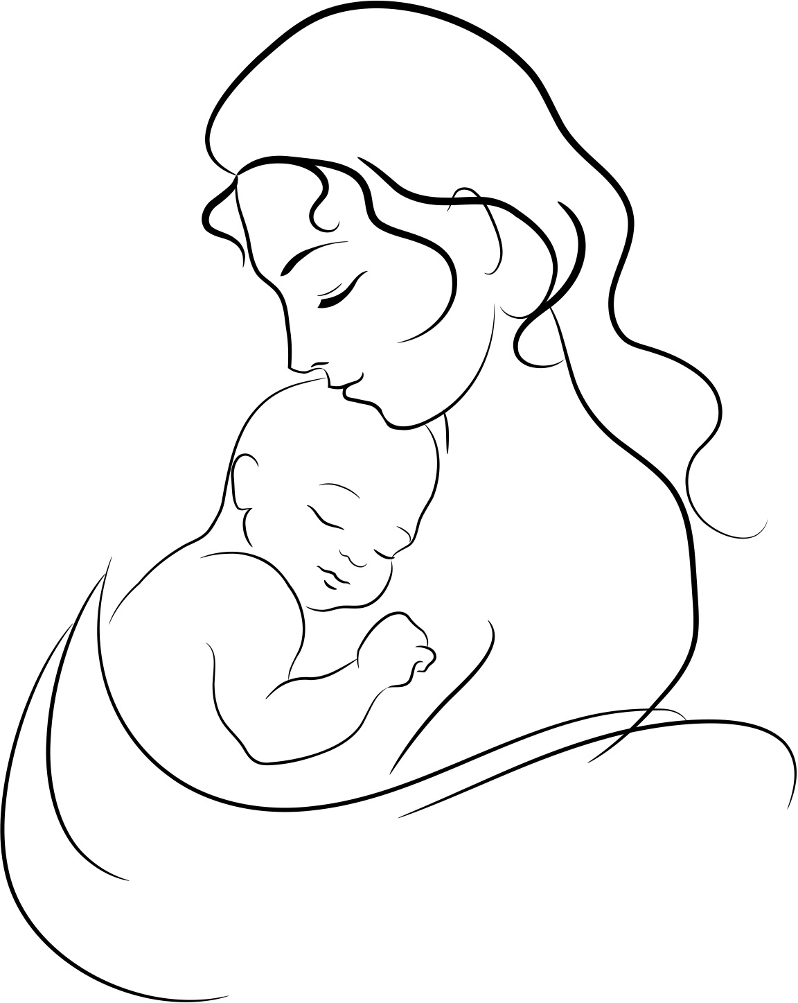 Mother and Child Simple Line Art Logo or Icon. Stock Vector - Illustration  of character, cute: 190127268