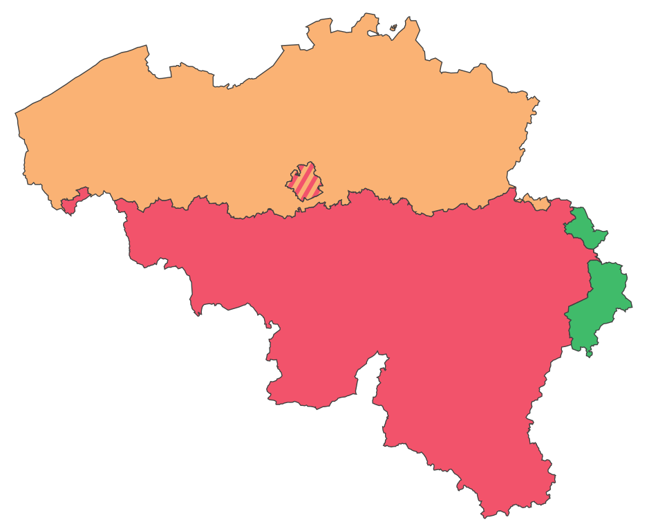 Belgium Regions Map Flanders Wallonia Brussels German Speaking 
