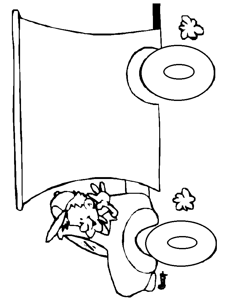 A child sleeping peacefully in bed with a stuffed bunny, under a blanket, with floating flowers and records nearby.