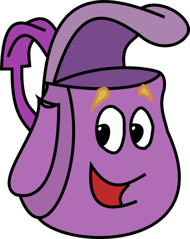 Friendly Purple Backpack Character - Fun Educational Illustration
