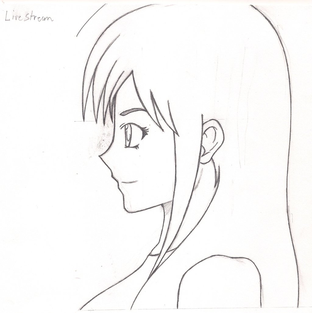 sketch of teenager in anime style hand-drawn by blue ink on white paper  Stock Photo - Alamy