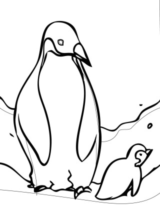 Penguin and Chick Coloring Page - Free Printable Activity for Kids