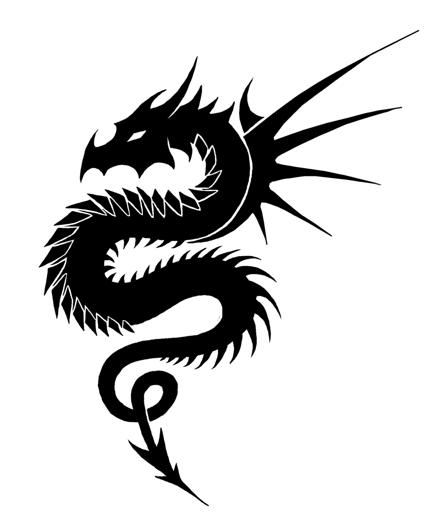 Tribal Dragon -Black and white by Zeila on Clipart library