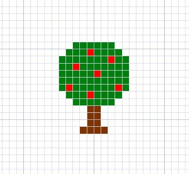 Pixel Art Apple Tree - Retro Digital Illustration for Design & Education