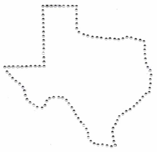 CS101295-TX TEXAS STATE OUTLINE CLEAR STONES 6x6, Isaacs Designs