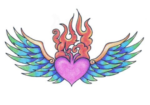 heart with wings and flames - Clip Art Library