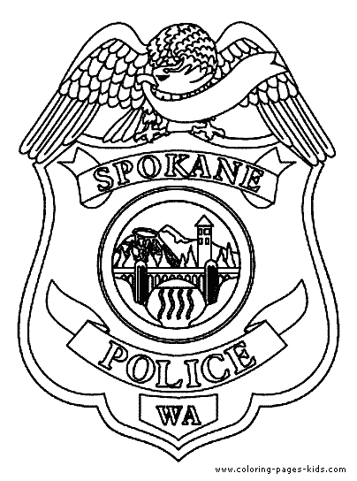 Police badge color page coloring sheet | Cartoons | Clipart library