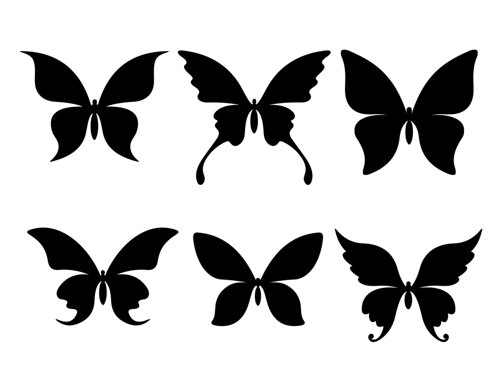 LARGE free Butterfly Silhouettes - in solid black | Flickr - Photo 