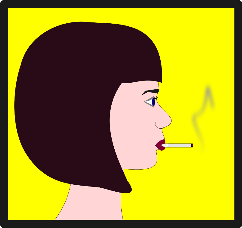 Illustration of a Woman Smoking - Profile View with Bold Color Contrast