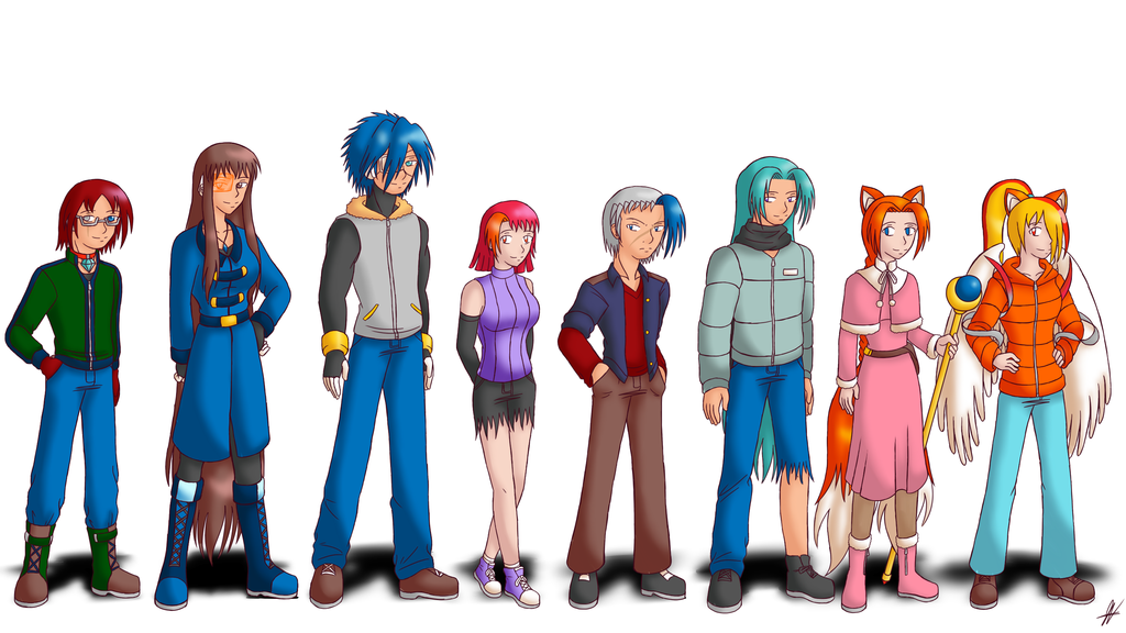 Diverse Anime Character Lineup - Fantasy & Sci-Fi Design Gallery