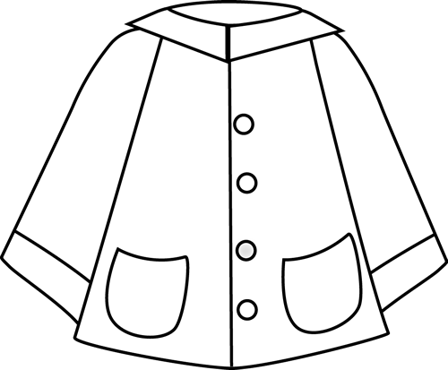 Black and White Raincoat Clip Art - Black and White Raincoat Image