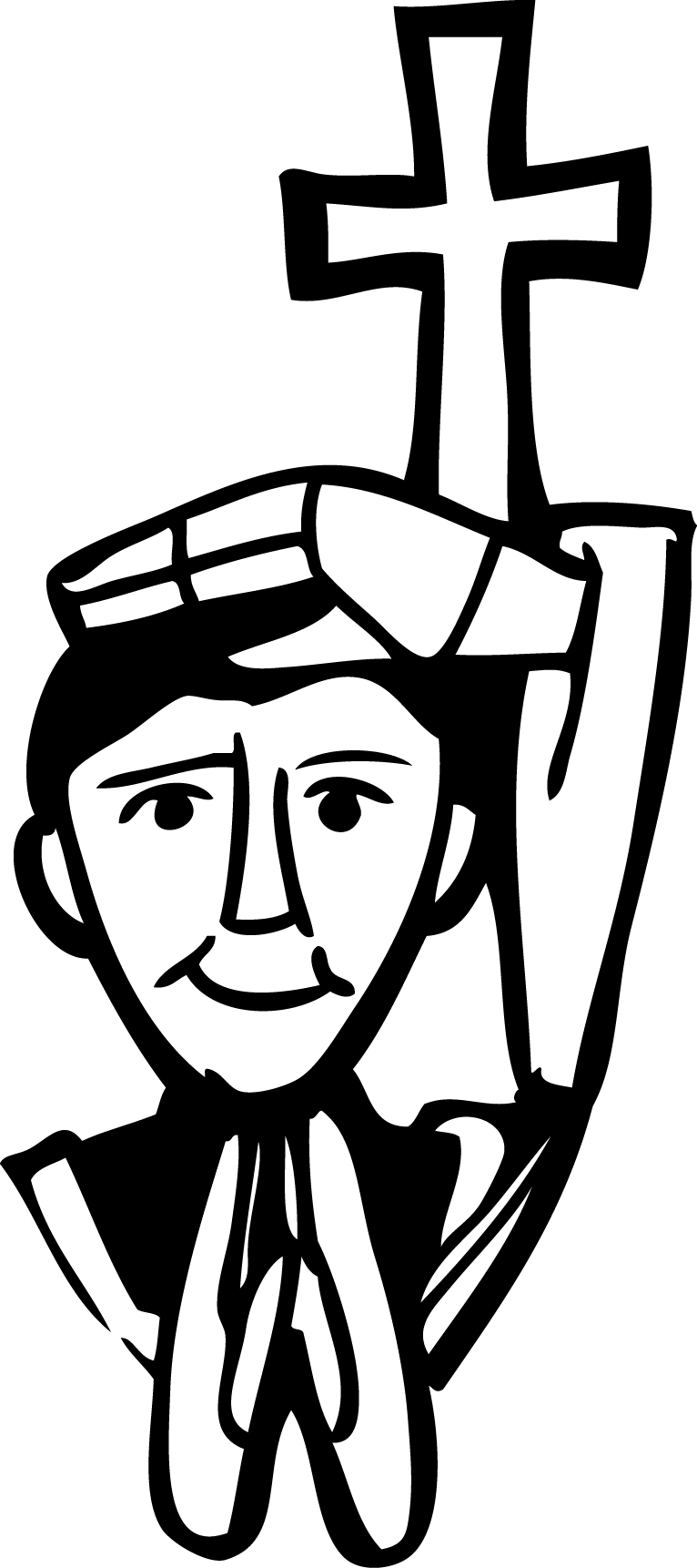 Priest Holding Cross - Religious Symbolism and Faith Illustration