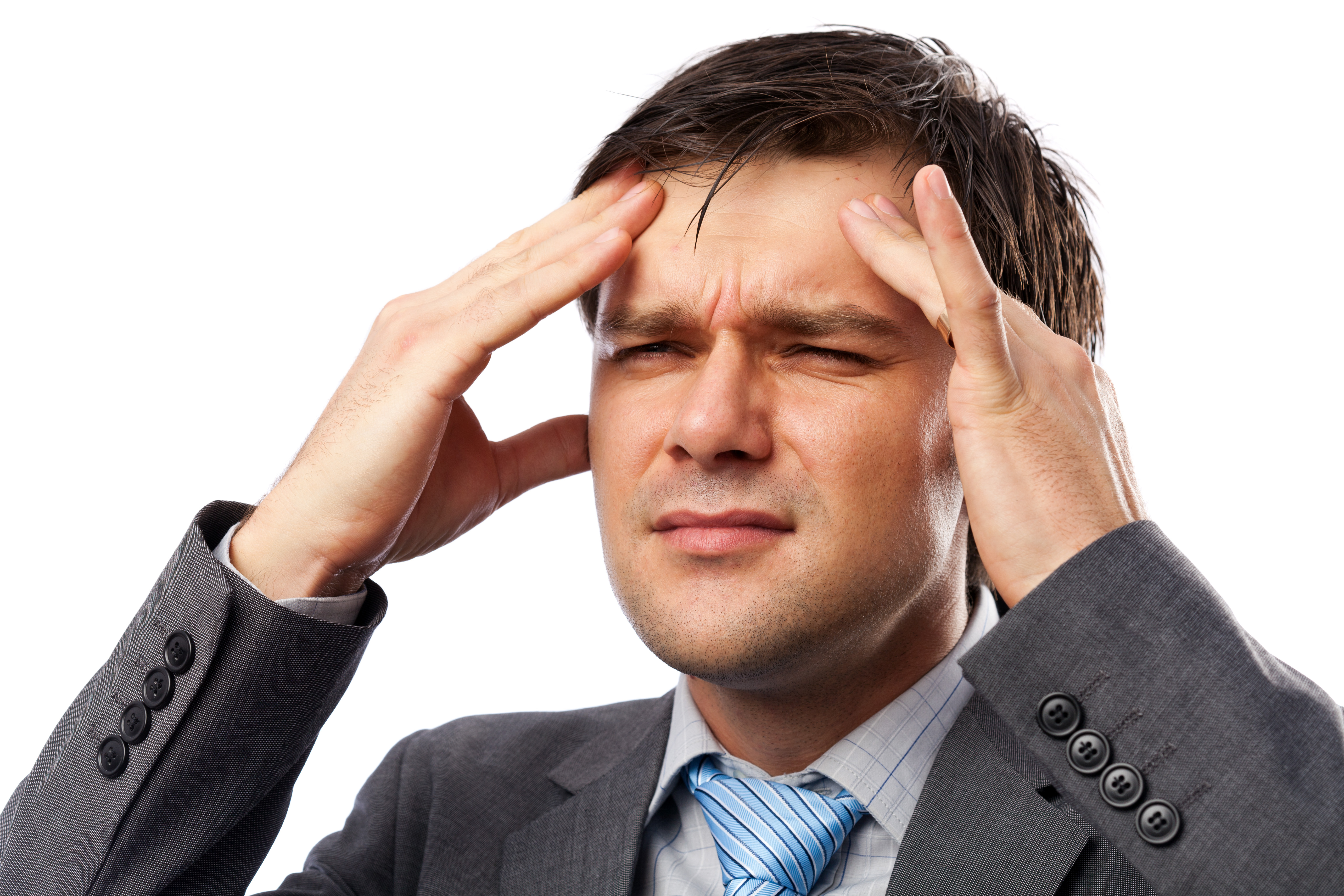 Businessman Suffering from Stress or Headache - Stock Image