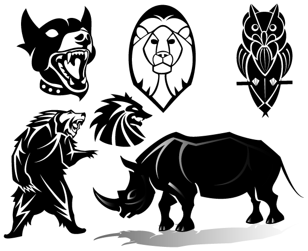 Animal heads silhouette vector art images - free vector art-free 