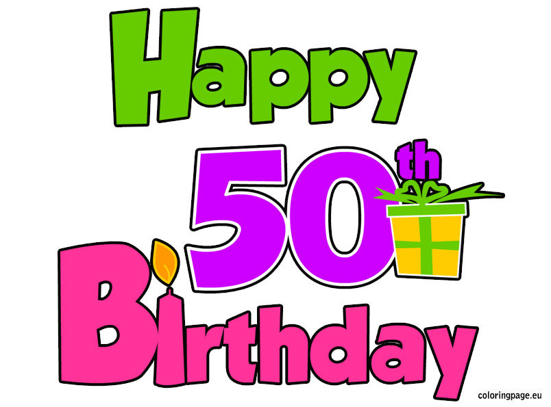 Happy 50th Birthday | Coloring Page