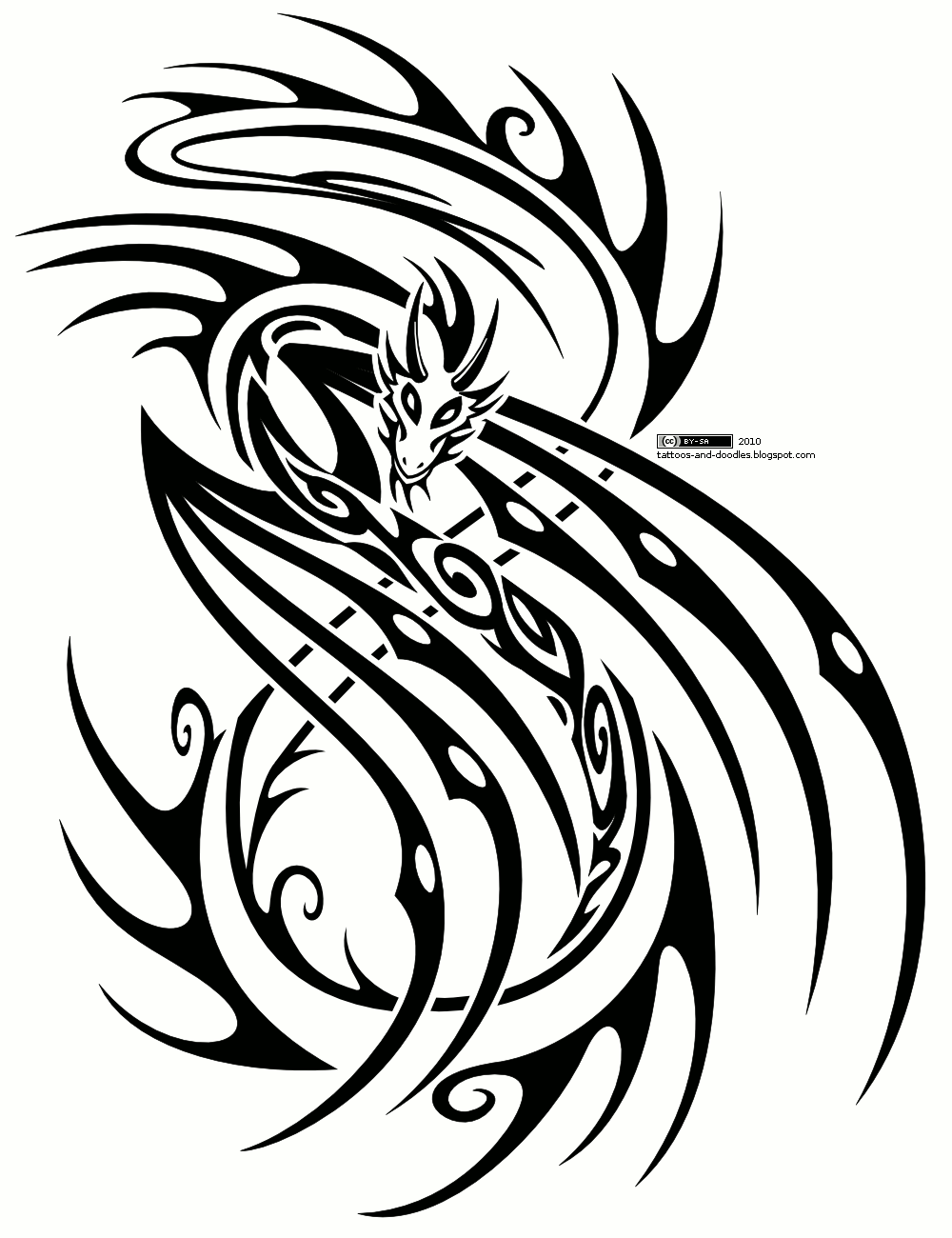 Cool Black Tribal Dragon Tattoo Design - Picsart Png Transparent  Background, Png Download - kindpng