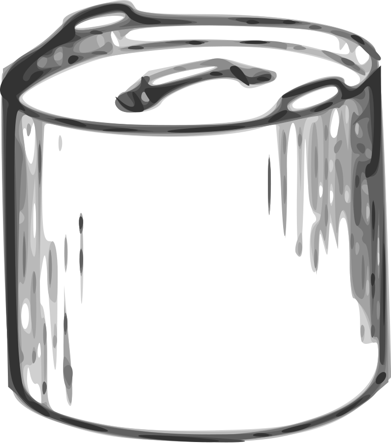 Crumpled, dented aluminum soda can with liquid dripping down its sides, rendered in grayscale.
