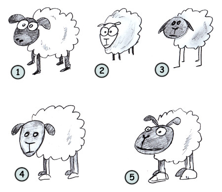 Drawing a cartoon sheep