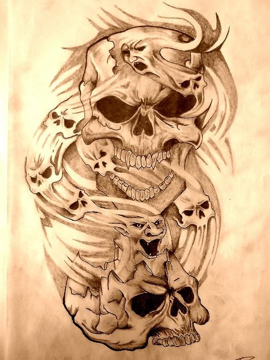 Traditional tattoo a skull smoking Royalty Free Vector Image