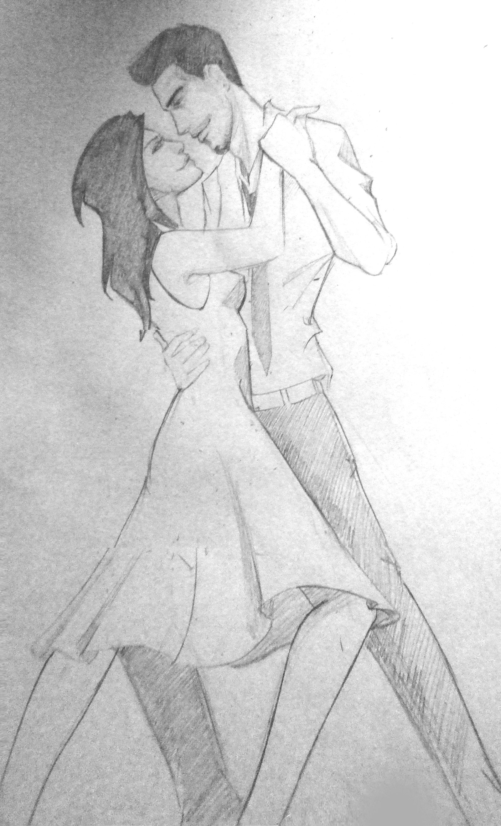 Pencil Drawing Romantic Valentine Couple Dancing - YouTube