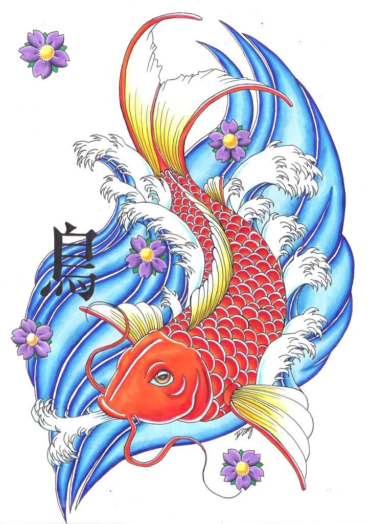 Hand Drawn Asian Spiritual Symbols - Koi Carp With Lotus And Waves. It Can  Be Used For Tattoo And Embossing Or Coloring Royalty Free SVG, Cliparts,  Vectors, and Stock Illustration. Image 56653309.