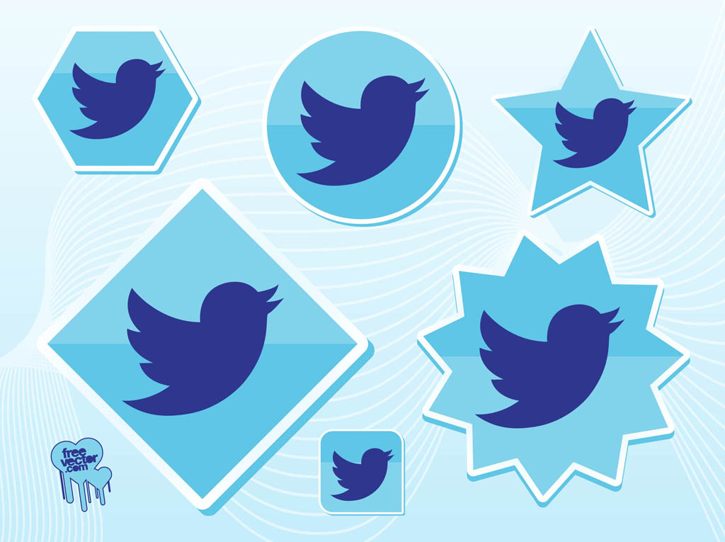 Twitter Logo Variants in Geometric Shapes - Free Vector Graphics