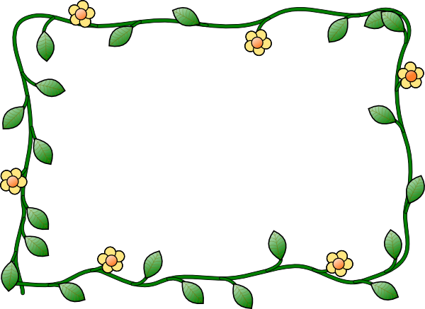 Green vine border with yellow flowers and leaves framing a blank space for content.