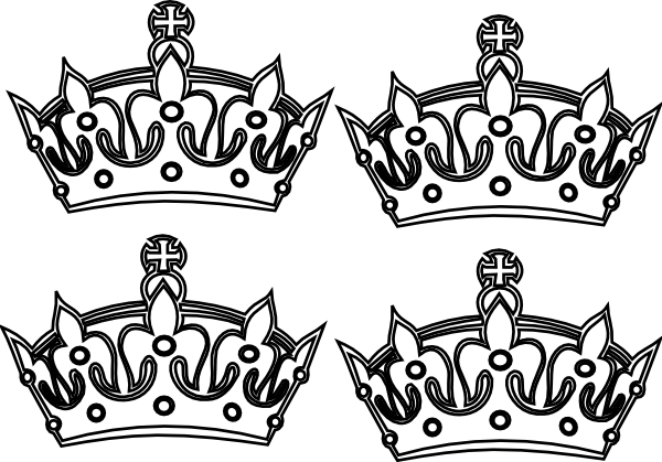 Four Coloring Book Crowns clip art - vector clip art online 