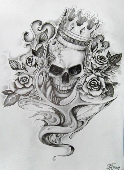 Illustrated Gentleman  Skull and crown details skull crown king