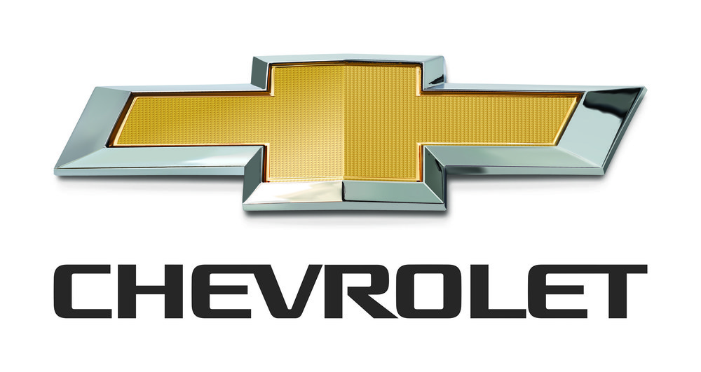 Chevrolet bowtie logo with gold center and chrome border on white background