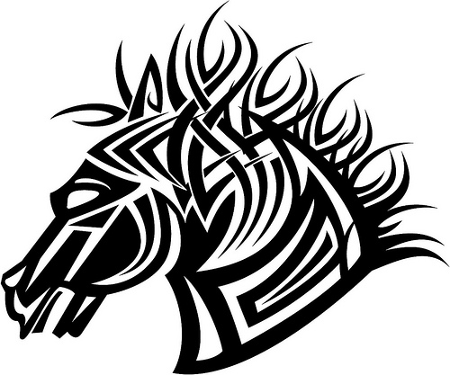 Tribal Horse Head Vector Art - Bold Geometric Illustration