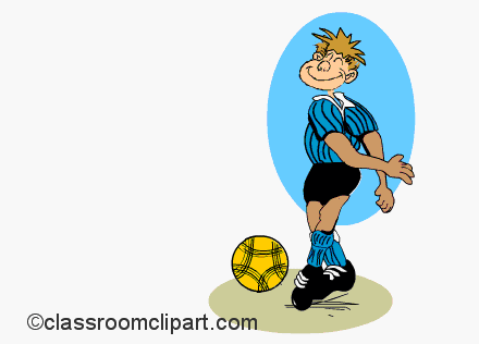 Boy Kicking Soccer Ball - Free Classroom Clipart