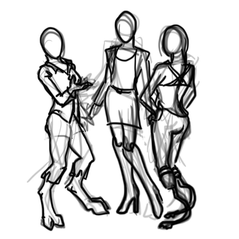 Fashion Sketch Art - Dynamic Female Figure Illustration for Design Inspiration