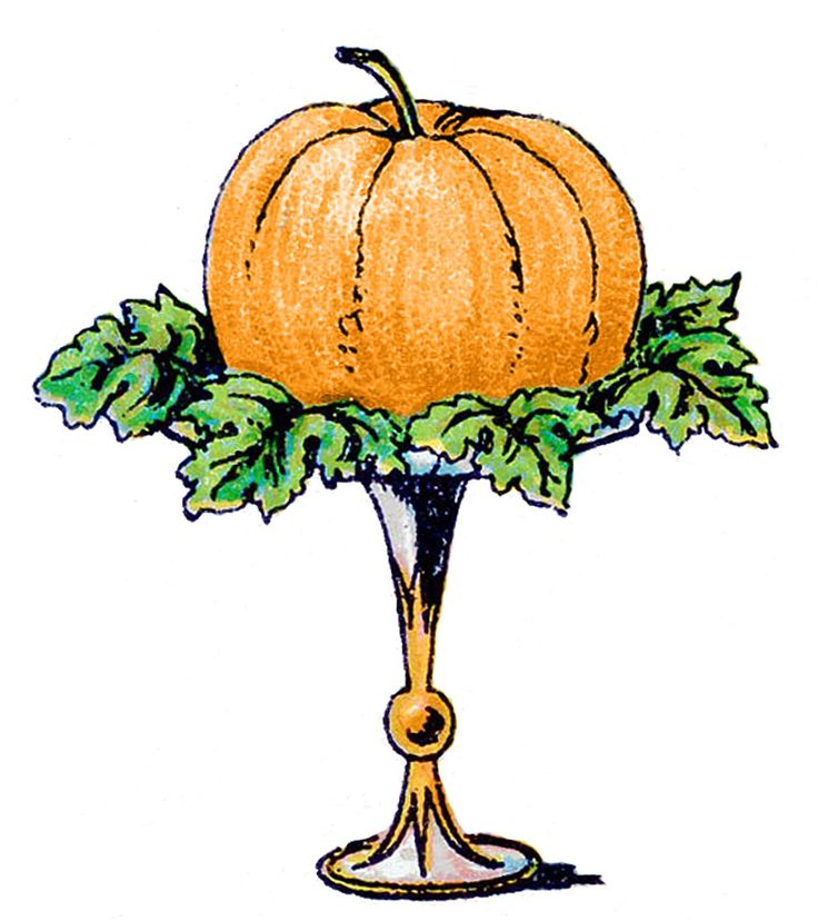 Vintage Clip Art - Pumpkin on a Pedestal | Autumn | Clipart library