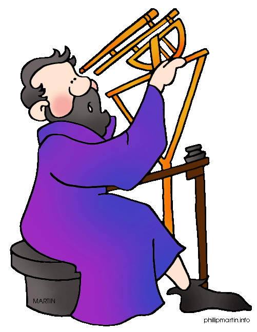 Historical Astronomer Using Ancient Measuring Instrument
