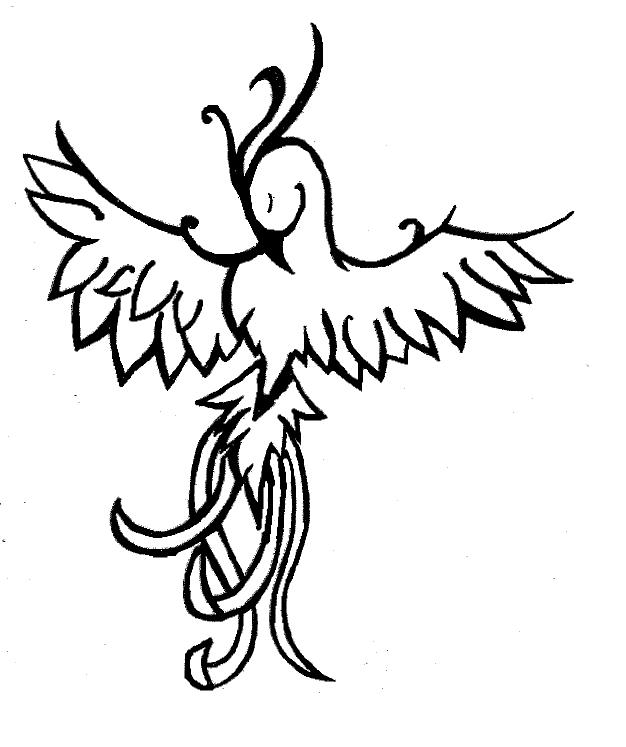 Wonderful Black  White Phoenix Tattoo Design