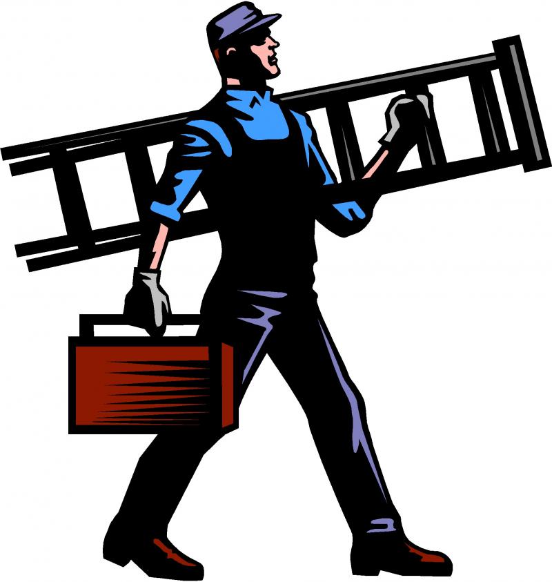 Professional Construction Worker with Ladder and Toolbox - Ready for On-Site Work
