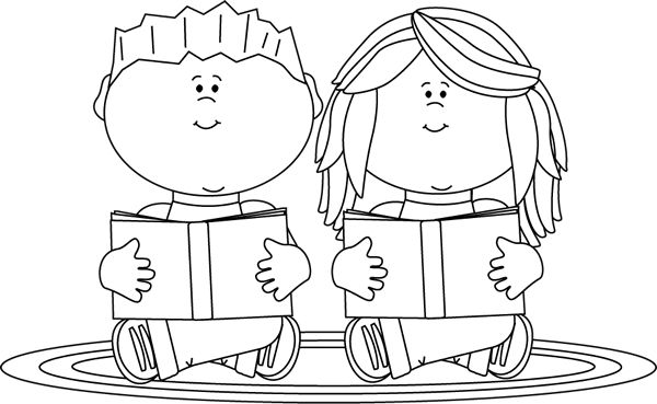 Black and White Reading Partners | Library | Clipart library